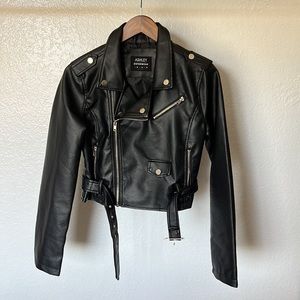 Ashley by 26 International Outerwear  Black Faux Leather Jacket